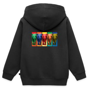 Éléphants - Pop Art - Sweat Premium à capuche zippé enfant bio - noir - Dos - AI Model Kid Male (0cm)