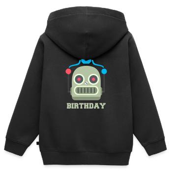 Fête d'anniversaire des enfants 5 anniversaire robot - Sweat Premium à capuche zippé enfant bio - noir - Dos - AI Model Kid Male (0cm)