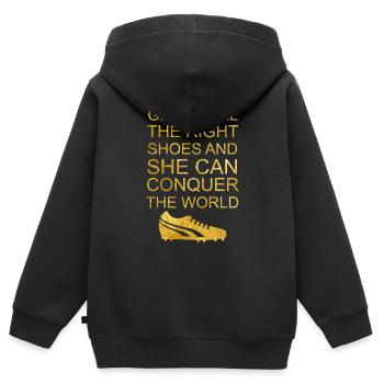 Frauenfussball Fussball Mädchen Fussballschuhe - Kinder Premium Organic Zip Hoodie - Schwarz - Hinten - AI Model Kid Male (0cm)