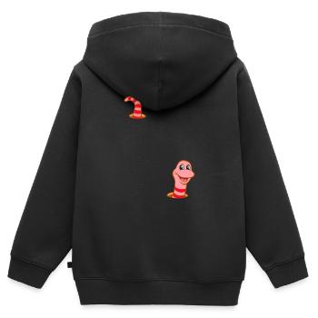 Wurm im Wurmloch - Kinder Premium Organic Zip Hoodie - Schwarz - Hinten - AI Model Kid Male (0cm)