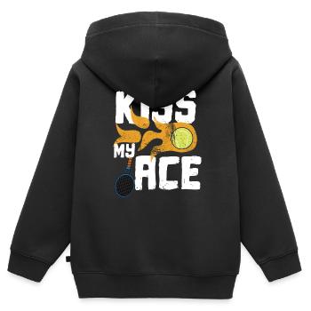 Tennis né pour servir Serve Ass Raquette - Sweat Premium à capuche zippé enfant bio - noir - Dos - AI Model Kid Male (0cm)