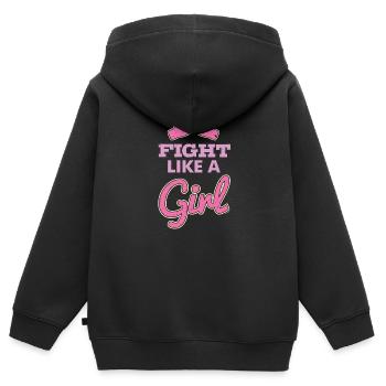 Kämpfen wie ein Mädchen - Kinder Premium Organic Zip Hoodie - Schwarz - Hinten - AI Model Kid Male (0cm)