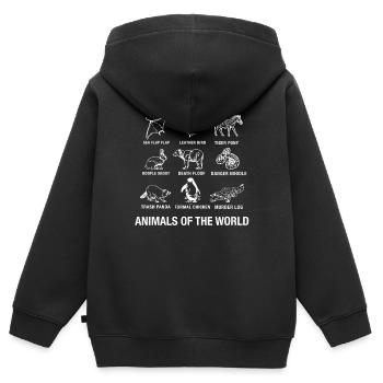 animaux - Sweat Premium à capuche zippé enfant bio - noir - Dos - AI Model Kid Male (0cm)