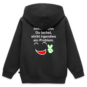 Immer wenn du lachst - Kinder Premium Organic Zip Hoodie - Schwarz - Hinten - AI Model Kid Male (0cm)