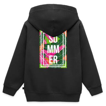 Summer palm trees - Kids Premium Organic Zip-up Hoodie - black - Back - AI Model Kid Male (0cm)