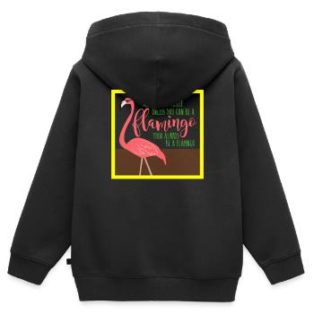 Flamant d'été - Sweat Premium à capuche zippé enfant bio - noir - Dos - AI Model Kid Male (0cm)
