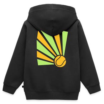 explosion de tennis - Sweat Premium à capuche zippé enfant bio - noir - Dos - AI Model Kid Male (0cm)