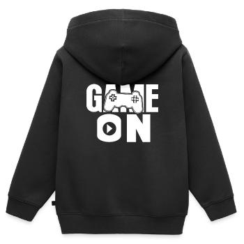 Playing computers - Kids Premium Organic Zip-up Hoodie - black - Back - AI Model Kid Male (0cm)