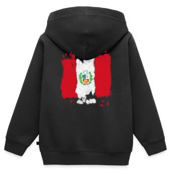 Drapeau du Pérou - Sweat Premium à capuche zippé enfant bio - noir - Dos - AI Model Kid Male (0cm)
