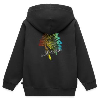 Wild und Frei Wild & Free Ureinwohner Indianer - Kinder Premium Organic Zip Hoodie - Schwarz - Hinten - AI Model Kid Male (0cm)