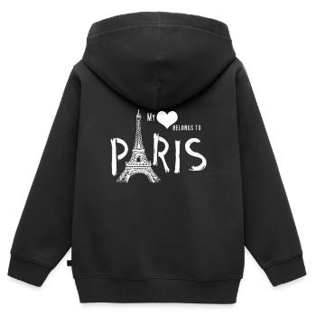 Paris - Sweat Premium à capuche zippé enfant bio - noir - Dos - AI Model Kid Male (0cm)