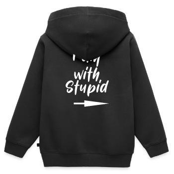 Je suis stupide, idiote, drôle - Sweat Premium à capuche zippé enfant bio - noir - Dos - AI Model Kid Male (0cm)