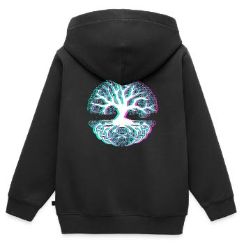 arbre - Sweat Premium à capuche zippé enfant bio - noir - Dos - AI Model Kid Male (0cm)