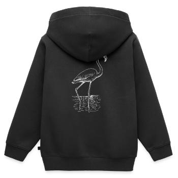 Flamingo Zeichnung - Kinder Premium Organic Zip Hoodie - Schwarz - Hinten - AI Model Kid Male (0cm)