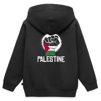 Palestine Faust Revolution Jérusalem Arabia Coran - Sweat Premium à capuche zippé enfant bio - noir - Dos - AI Model Kid Male (0cm)