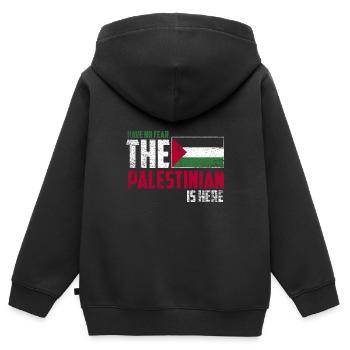 Have no fear the palestinian is here - Kinder Premium Organic Zip Hoodie - Schwarz - Hinten - AI Model Kid Male (0cm)