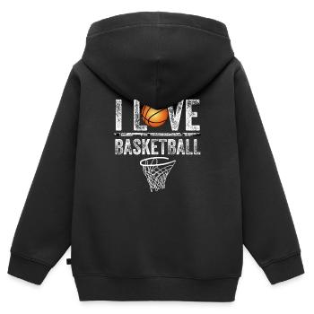 Ich liebe Basketball - Kinder Premium Organic Zip Hoodie - Schwarz - Hinten - AI Model Kid Male (0cm)