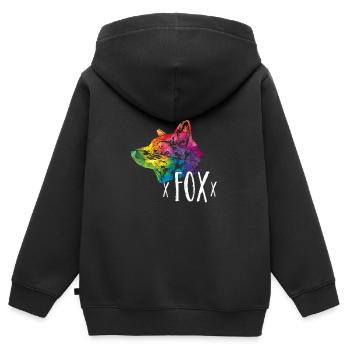 renard - Sweat Premium à capuche zippé enfant bio - noir - Dos - AI Model Kid Male (0cm)