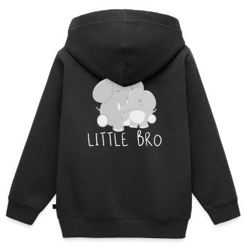 little bro - Kinder Premium Organic Zip Hoodie - Schwarz - Hinten - AI Model Kid Male (0cm)