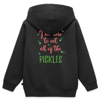 Ich bin hier, um alle Gurken zu essen - Kinder Premium Organic Zip Hoodie - Schwarz - Hinten - AI Model Kid Male (0cm)