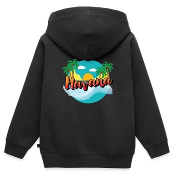 Havana Cuba Caraïbes Croisière de vacances - Sweat Premium à capuche zippé enfant bio - noir - Dos - AI Model Kid Male (0cm)
