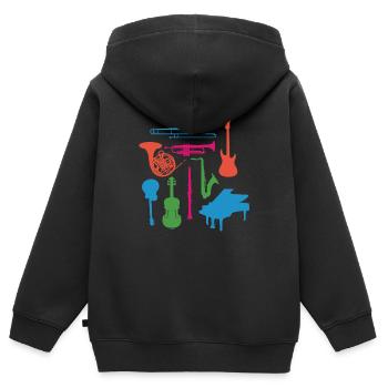 Musikinstrumente - Kinder Premium Organic Zip Hoodie - Schwarz - Hinten - AI Model Kid Male (0cm)