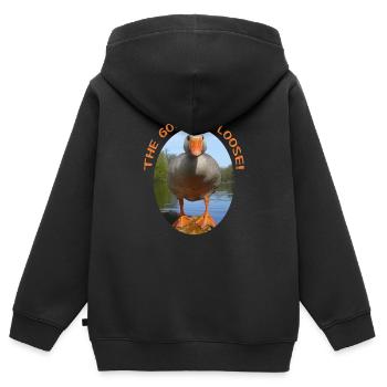 L'Oie est lâche! - Sweat Premium à capuche zippé enfant bio - noir - Dos - AI Model Kid Male (0cm)