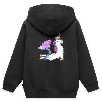 Einhorn Unicorn Pups Furz - Kinder Premium Organic Zip Hoodie - Schwarz - Hinten - AI Model Kid Male (0cm)