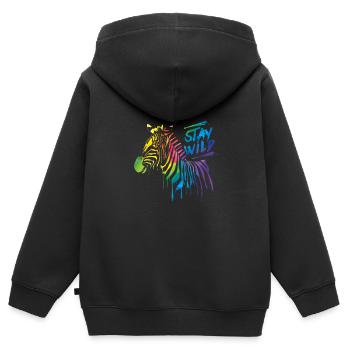 Zebra Boom! - Kinder Premium Organic Zip Hoodie - Schwarz - Hinten - AI Model Kid Male (0cm)