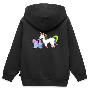 Unicorn vomir sur l'idée de cadeau d'enfants - Sweat Premium à capuche zippé enfant bio - noir - Dos - AI Model Kid Male (0cm)