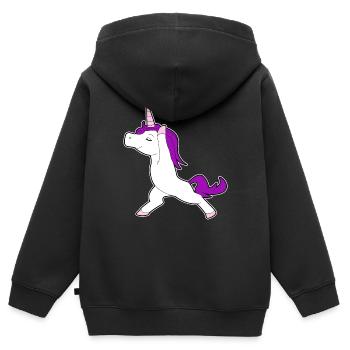 Einhorn Tussi stolz eingebildet Geschenk Idee - Kinder Premium Organic Zip Hoodie - Schwarz - Hinten - AI Model Kid Male (0cm)