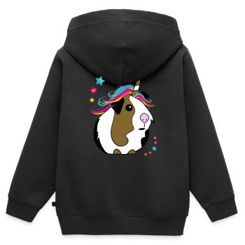 Einhorn Meerschweinchen - Kinder Premium Organic Zip Hoodie - Schwarz - Hinten - AI Model Kid Male (0cm)