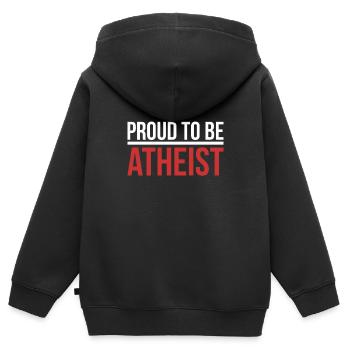 Proud to Be Athée - Sweat Premium à capuche zippé enfant bio - noir - Dos - AI Model Kid Male (0cm)