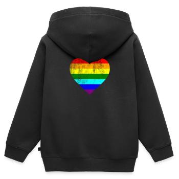 Coeur LGTB Pride gay gay arc-en-ciel - Sweat Premium à capuche zippé enfant bio - noir - Dos - AI Model Kid Male (0cm)