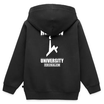 Université hébraïque de Jérusalem - Sweat Premium à capuche zippé enfant bio - noir - Dos - AI Model Kid Male (0cm)