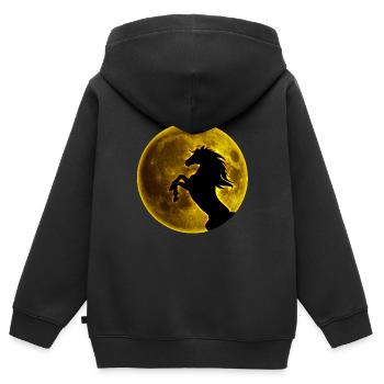 Vollmond Pferd - Kinder Premium Organic Zip Hoodie - Schwarz - Hinten - AI Model Kid Male (0cm)
