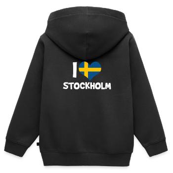 Stockholm - Kinder Premium Organic Zip Hoodie - Schwarz - Hinten - AI Model Kid Male (0cm)