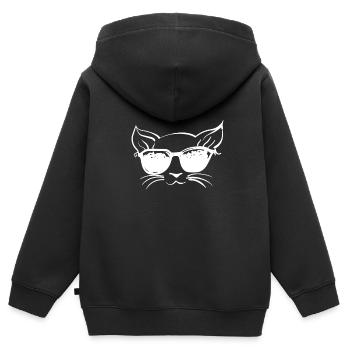 Cool Cat lunettes de soleil chat chat ami chat - Sweat Premium à capuche zippé enfant bio - noir - Dos - AI Model Kid Male (0cm)