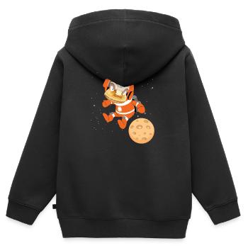 Astronaute de l'espace dinosaure - Sweat Premium à capuche zippé enfant bio - noir - Dos - AI Model Kid Male (0cm)