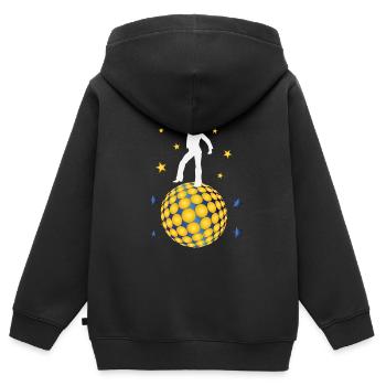T-shirt boule disco - Sweat Premium à capuche zippé enfant bio - noir - Dos - AI Model Kid Male (0cm)