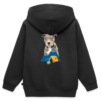Pit Bull Terrier Pitbull Camping Zelten Geschenk - Kinder Premium Organic Zip Hoodie - Schwarz - Hinten - AI Model Kid Male (0cm)