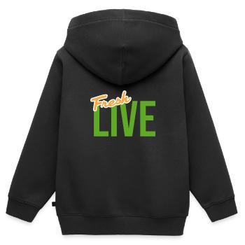 Fresh live - Kids Premium Organic Zip-up Hoodie - black - Back - AI Model Kid Male (0cm)
