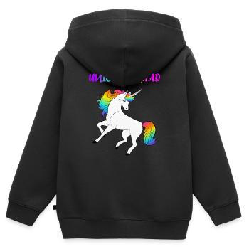 Unicorn Squad - Kinder Premium Organic Zip Hoodie - Schwarz - Hinten - AI Model Kid Male (0cm)