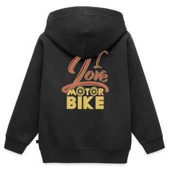 Moto disant Chopper Cruiser sortie - Sweat Premium à capuche zippé enfant bio - noir - Dos - AI Model Kid Male (0cm)
