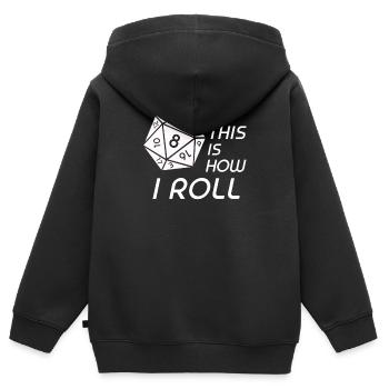 RPG Dice RPG jeu de société Nerd cadeau - Sweat Premium à capuche zippé enfant bio - noir - Dos - AI Model Kid Male (0cm)