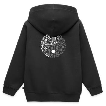 Yin Yang - Sweat Premium à capuche zippé enfant bio - noir - Dos - AI Model Kid Male (0cm)