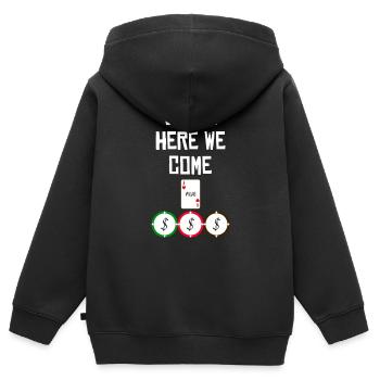 LAS VEGAS - Kinder Premium Organic Zip Hoodie - Schwarz - Hinten - AI Model Kid Male (0cm)