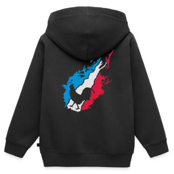 Frankreich-Fußballmannschaft Bär Schwanz flamme1 - Kinder Premium Organic Zip Hoodie - Schwarz - Hinten - AI Model Kid Male (0cm)