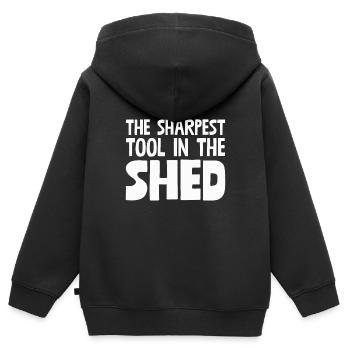 Das schärfste Werkzeug im Schuppen - Kinder Premium Organic Zip Hoodie - Schwarz - Hinten - AI Model Kid Male (0cm)