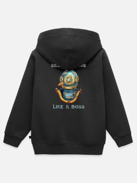 Scuba Diving Like A Boss - Kids Premium Organic Zip-up Hoodie - black